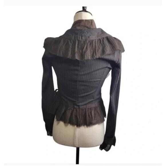 NWT Rinascimento Brown Asymmetrical Ruffle Long Sleeve Jacket Medium - Picture 7 of 11